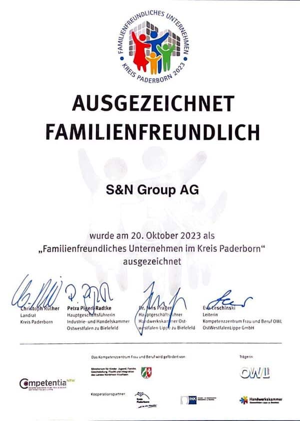 Urkunde „Familienfreundliches Unternehmen“ 2023